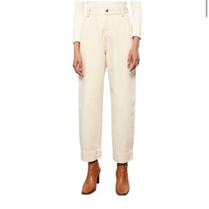 Mara Hoffman Gia Pant Wide Leg Straight 100% Organic Cotton White Cream